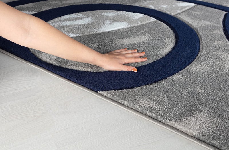 GLORY RUGS Area Rug Modern 5x7 Navy Circles Geometry Soft Hand Carved Contemporary Floor Carpet Fluffy Texture for Indoor Living Dining Room and Bedroom Area - Image 4