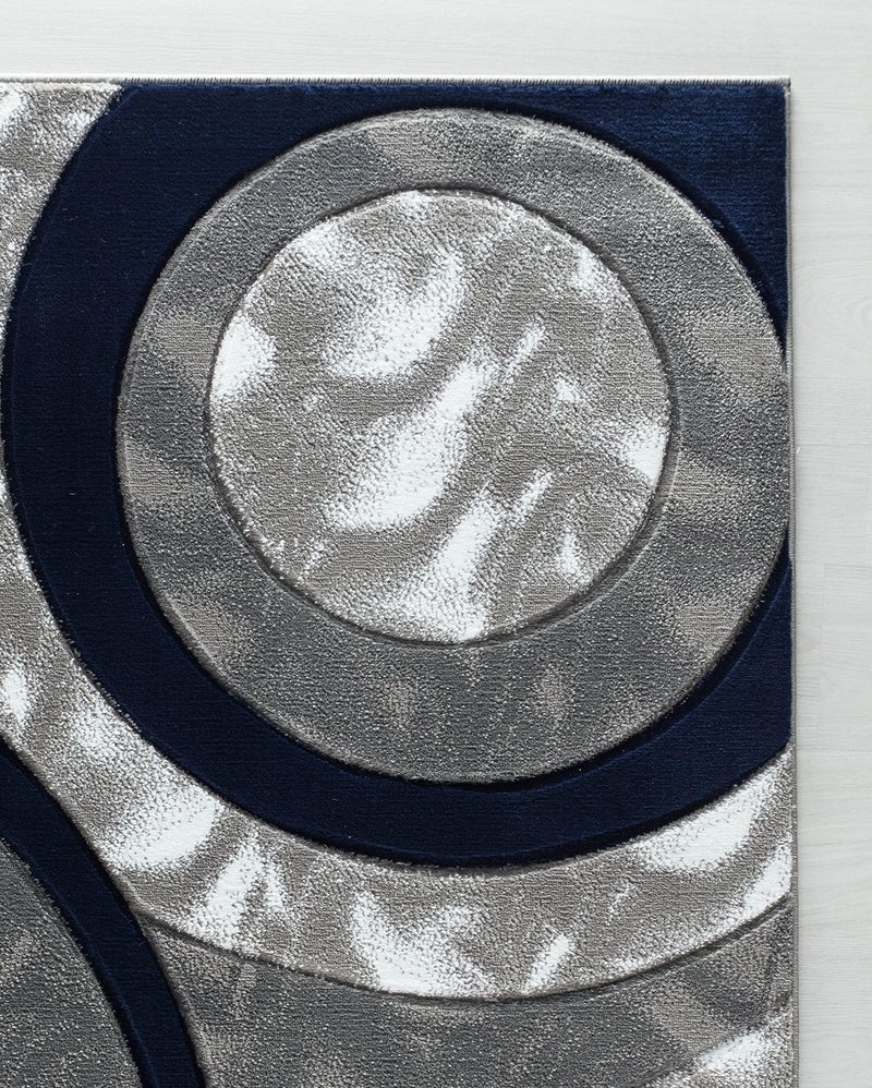 GLORY RUGS Area Rug Modern 5x7 Navy Circles Geometry Soft Hand Carved Contemporary Floor Carpet Fluffy Texture for Indoor Living Dining Room and Bedroom Area - Image 3
