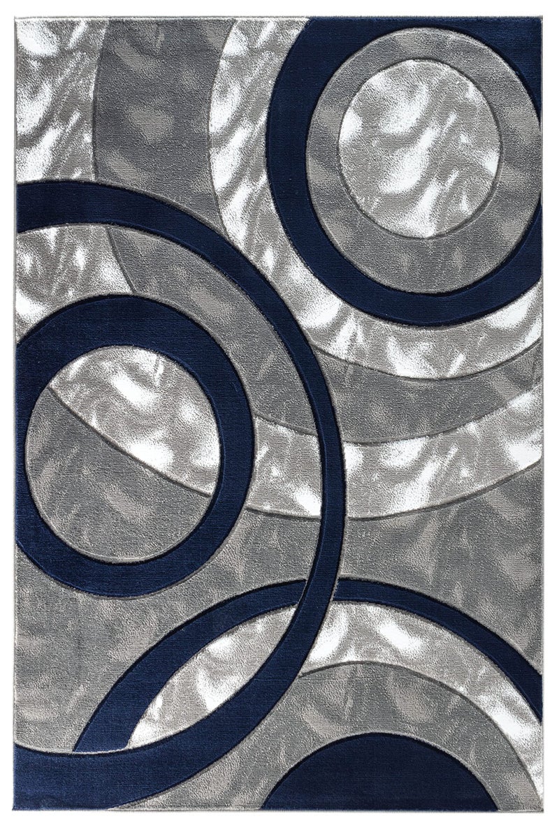 GLORY RUGS Area Rug Modern 5x7 Navy Circles Geometry Soft Hand Carved Contemporary Floor Carpet Fluffy Texture for Indoor Living Dining Room and Bedroom Area - Image 2