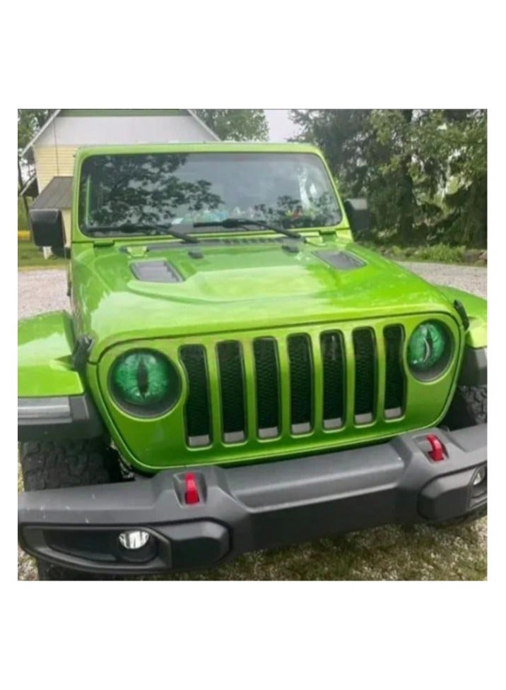 20*20cmBeast Eyes Headlight Decals, 3D Stereo Eyes Headlight Decal Stickers, Eye Decals for Jeep Headlights, Round Headlight Decal, Funny Decals for Truck Car Body Window Bumper Decoration (Green) - Image 2