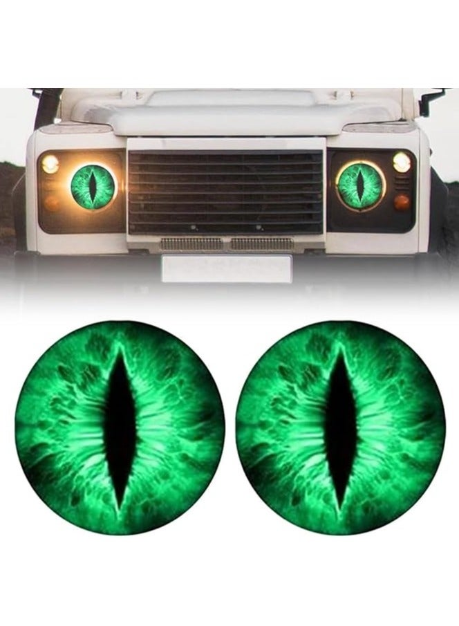 20*20cmBeast Eyes Headlight Decals, 3D Stereo Eyes Headlight Decal Stickers, Eye Decals for Jeep Headlights, Round Headlight Decal, Funny Decals for Truck Car Body Window Bumper Decoration (Green) - Image 4