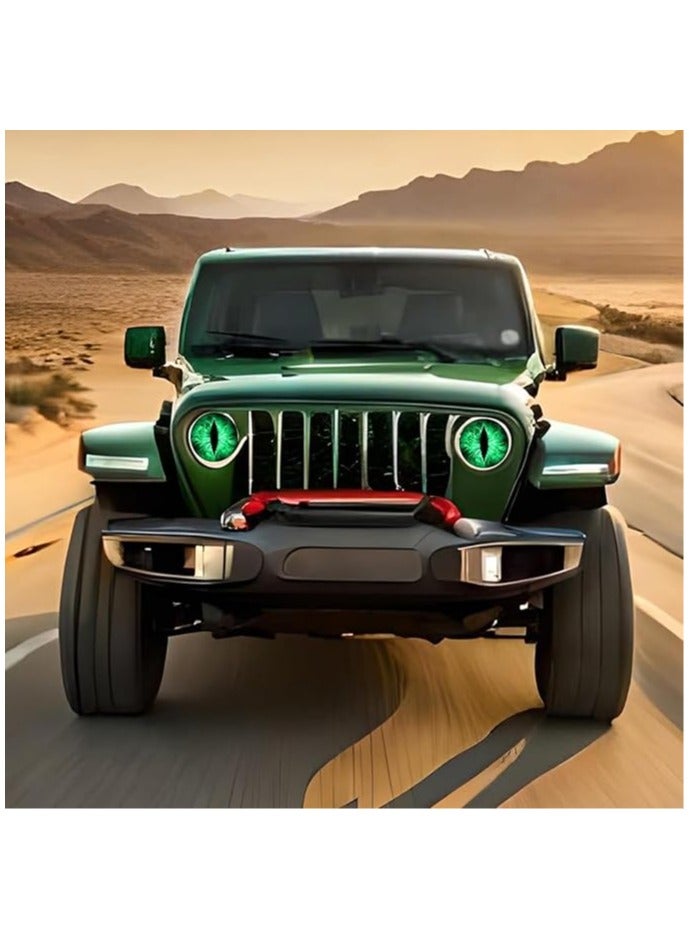 20*20cmBeast Eyes Headlight Decals, 3D Stereo Eyes Headlight Decal Stickers, Eye Decals for Jeep Headlights, Round Headlight Decal, Funny Decals for Truck Car Body Window Bumper Decoration (Green) - Image 5