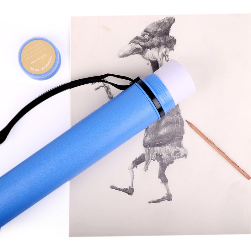 TRANSON أنبوب تخزين مستندات TRANSON للملصقات 24"-40" قابل للتعديل للملصقات، المخططات، الخرائط واللفائف باللون الأزرق - Image 5