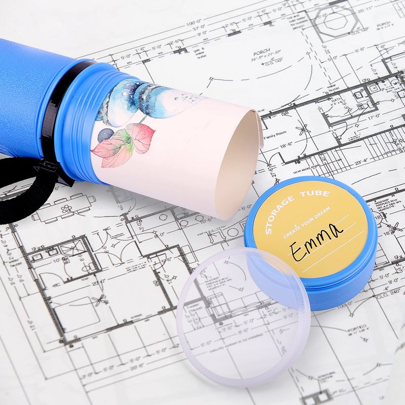 TRANSON أنبوب تخزين مستندات TRANSON للملصقات 24"-40" قابل للتعديل للملصقات، المخططات، الخرائط واللفائف باللون الأزرق - Image 4