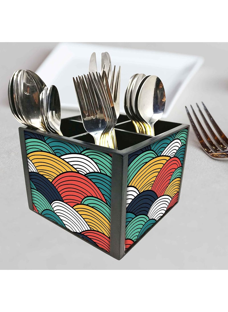 Nutcase Nutcase Designer Cutlery Stand Holder Silverware CaddySpoons Forks Knives Organizer for Dining Table kitchen W575 x H 425 x L55SPOONS NOT INCLUDED Waves of color  - Image 2