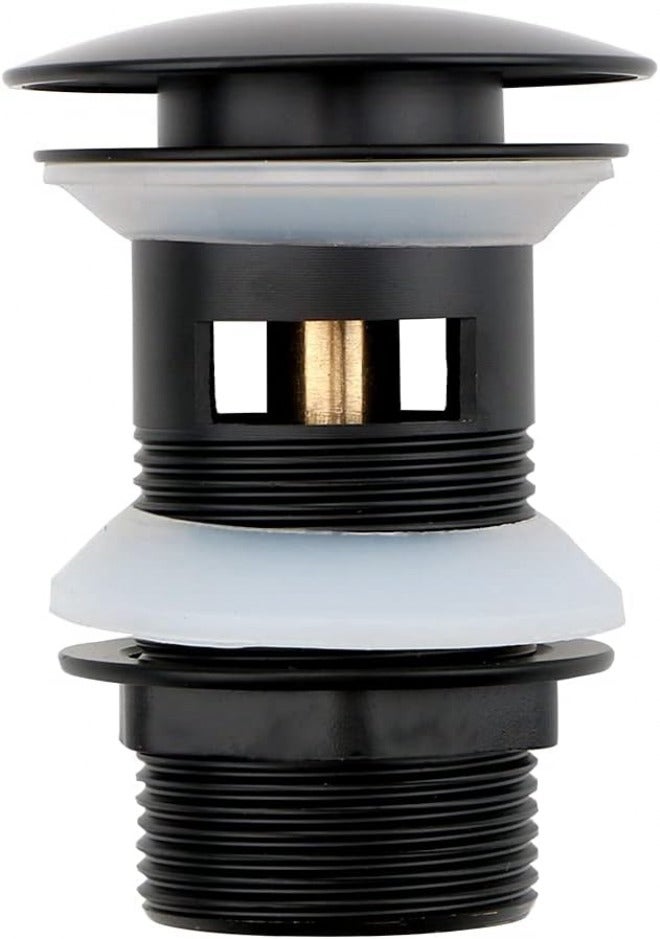 Sink drain strainer Stainless Steel Basin Sink Drain Stopper Pop Up Drain with Overflow Slotted Washbasin Sink Vanity Sink Waste Drainer Kitchen(Black) - Image 1