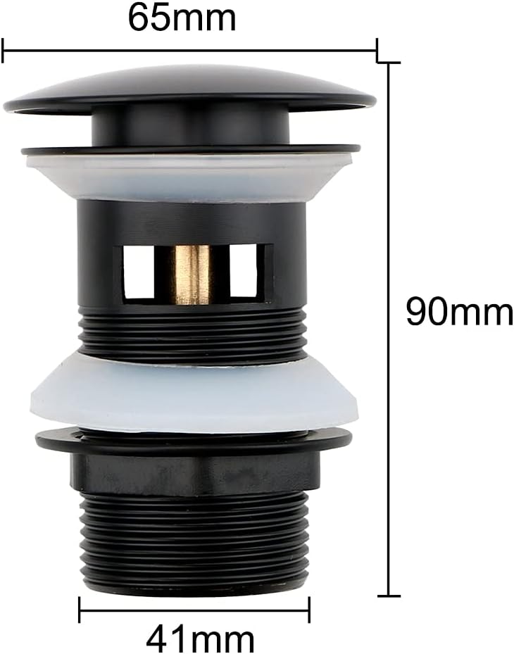 Sink drain strainer Stainless Steel Basin Sink Drain Stopper Pop Up Drain with Overflow Slotted Washbasin Sink Vanity Sink Waste Drainer Kitchen(Black) - Image 5