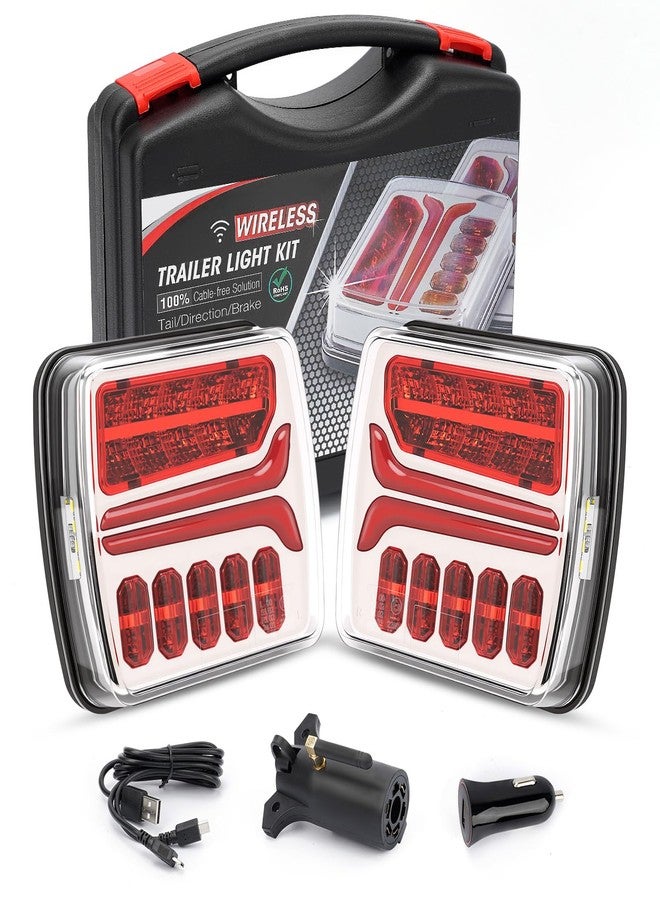 SUPAREE 2PCS LED Wireless Magnetic Trailer Tail Light Kit, Rechargeable Towing Lights with 7 Way to 4 Way Transmitter, Waterproof Tow Lights for Trucks, Trailers, Campers, RVs, Boats, and Caravans - Image 1