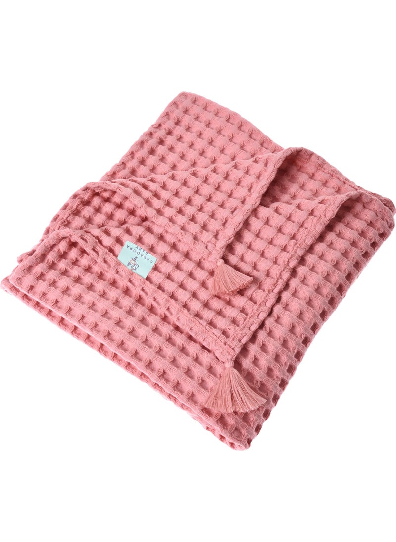 Casadora Baby 100% Cotton Baby Thick Waffle Blanket -90X120CM - Pink  - Image 1
