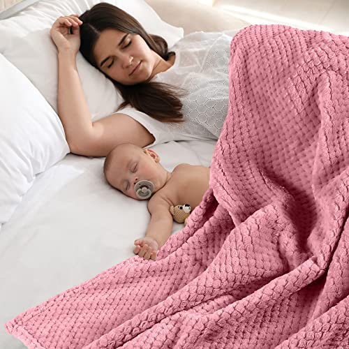 Reginary 4 Pack Fuzzy Blanket 30 x 40'' Waffle Flannel Baby Throw Blankets Warm Nursery & Crib Blankets for Girl & Boy Newborn Infant(Pink) - Image 4