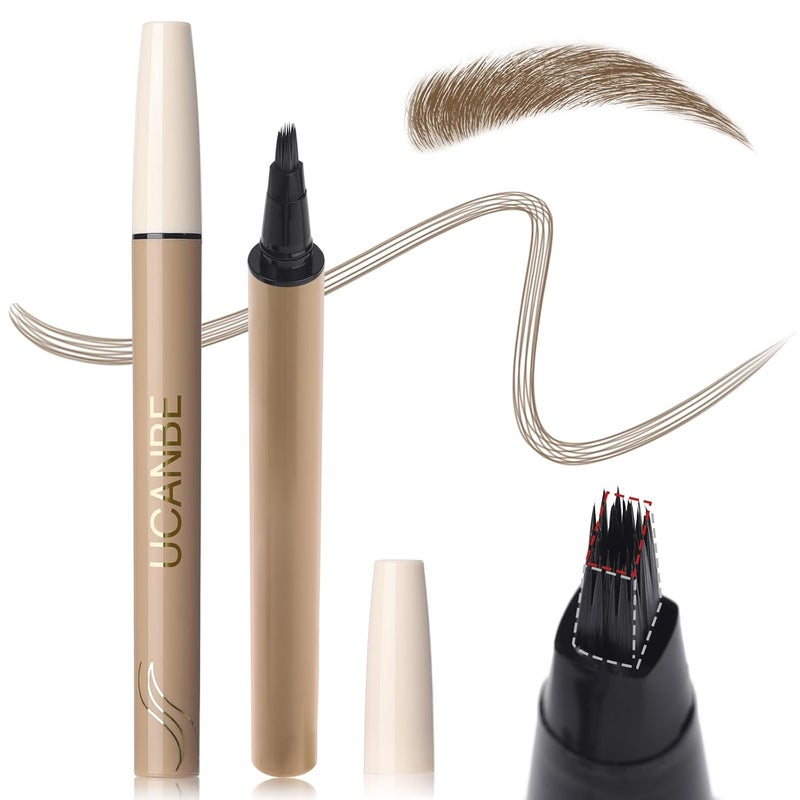 UCANBE Wild Natural Liquid Brow Pen  Microblading Eyebrow Pencil with BrowFection Angled Brush Waterproof Soft Bristles NaturalLooking Brows Last All Day for Women Girls MakeupBrown