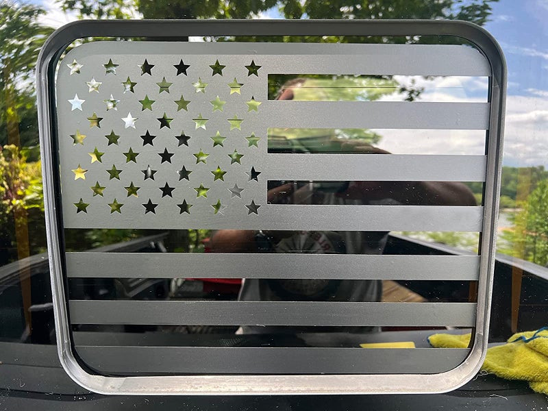 Xinghe for Ford F150 F250 F350 2015-2023, Rear Middle Window American Flag Decals, Matte Black USA Flag Decal for Truck Back Window, Waterproof Vinyl, Durable and Easy Remove Truck Decal - Image 2