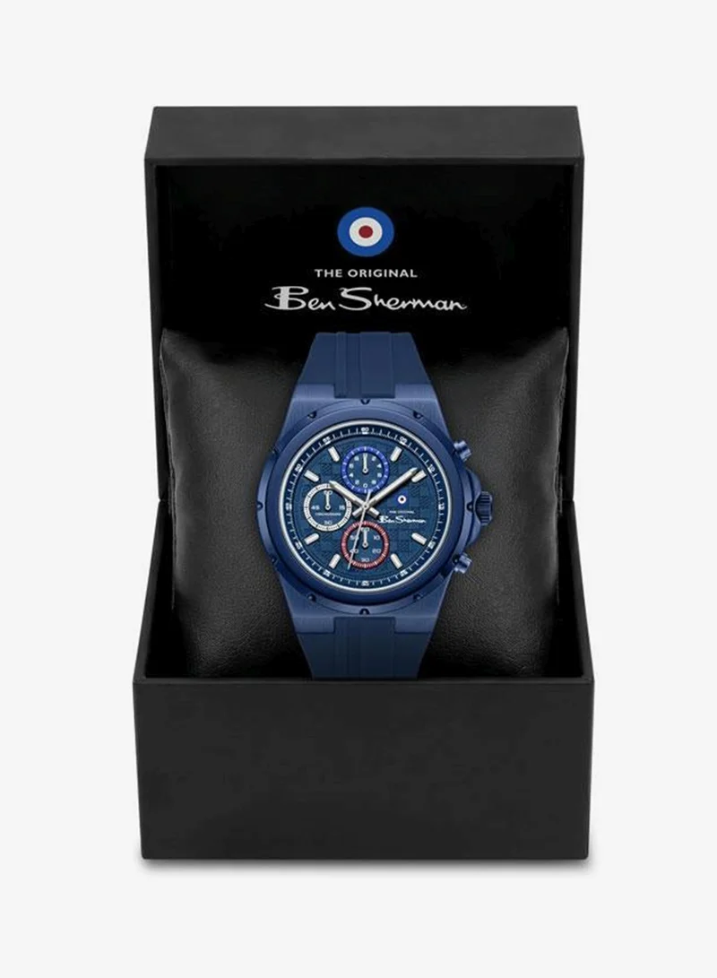 Ben Sherman blue Manchester  Blue Dial Blue Silicone Strap Chronograph Watch for Men, 43mm for Men | Best Price UAE