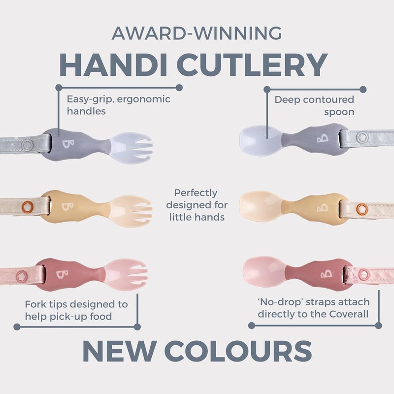 bibado Handi Cutlery Set for Baby - Easy-Grip Spoon & Fork with Attachable Straps - Blue - Image 5