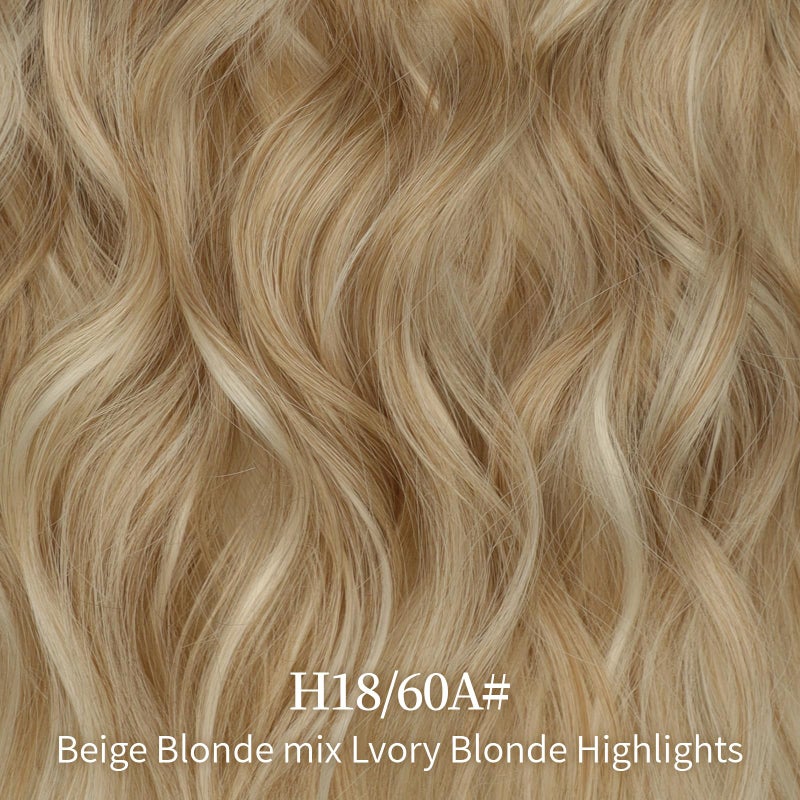 KooKaStyle Invisible Wire Hair Extensions with Transparent Wire Headband Adjustable Size 4 Secure Clips Long Wavy Synthetic Hairpiece for Women(20inch Beige Blonde mix Lvory Blonde Highlights) - Image 4