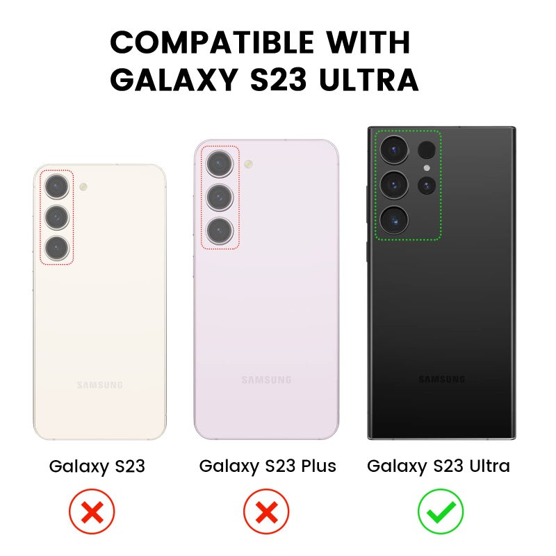 Tensea (3+2PCS for Samsung Galaxy S23 Ultra 5G Camera Lens Protector, 9H Tempered Glass Camera Cover Screen Protector Metal Individual Ring [Installation Tray][Removal tool][Case Friendly]- Glitter - Image 2