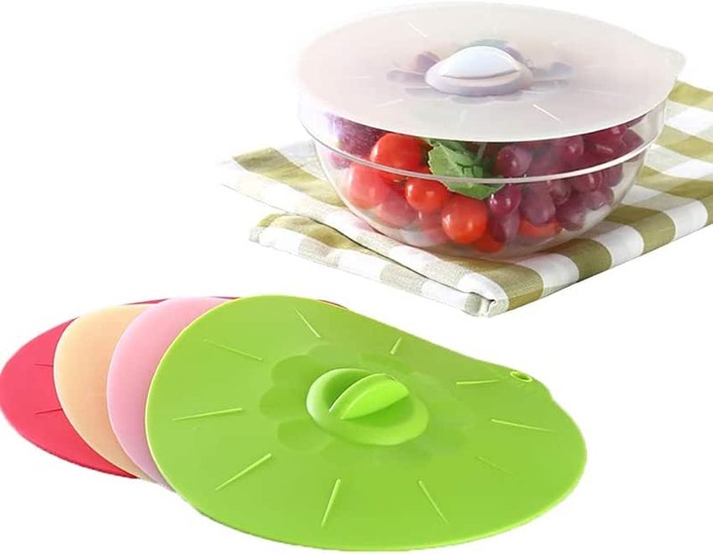 Silicone Stretch Lids Set of 5 Multi Size for Cup Pot Cutter Cover - Reusable Food Saver Lids Airtight Eco-Friendly