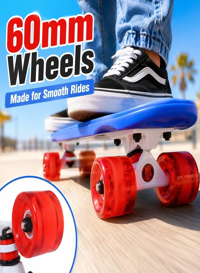 Playshion 22" Mini Cruiser Skateboard for Kids Ages 3+, Beginners (Blue/Clear Red) - Image 5