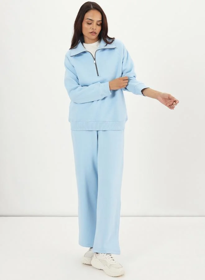 فيميلا سويت شيرت فليس سماوي بسحاب نصفي