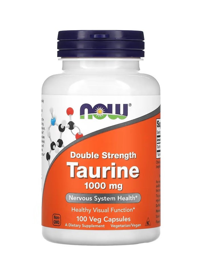 now Taurine, Double Strength, 1,000 mg, 100 Veg Capsules - Image 1