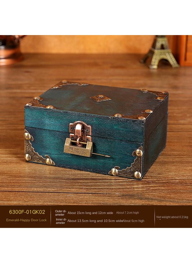 Bluejw Foreign Trade With Lock Plywood Wooden Box Vintage Storage Box Jewelry Necklace Box Photography Prop Box Packaging Box - Image 1