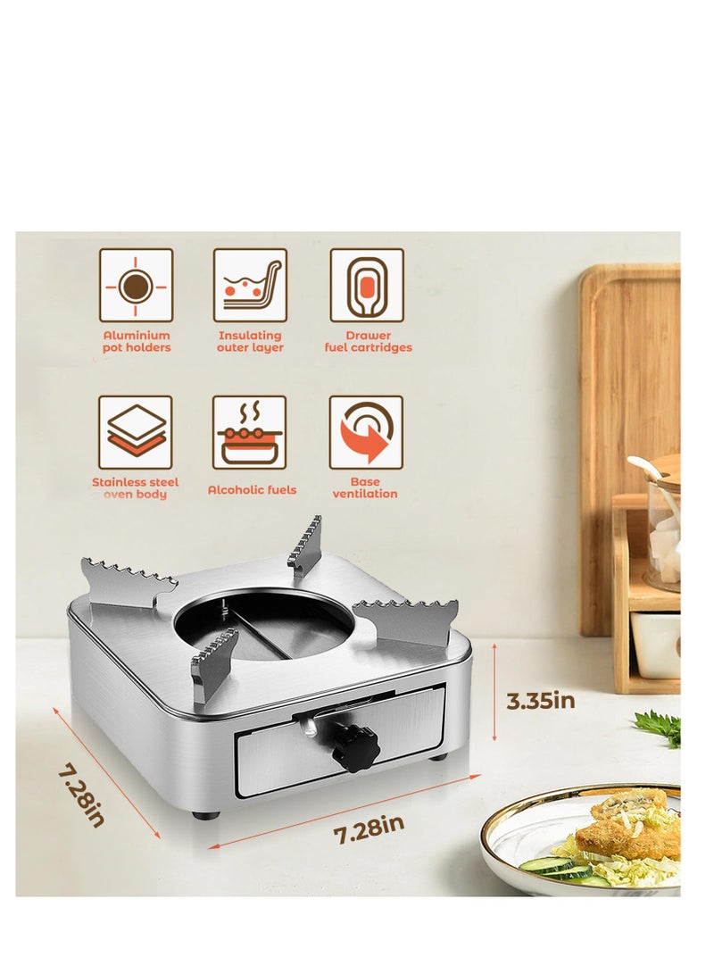 Excefore Mini Alcohol Stove, Portable Drawer Camping Stove, Adjustable Firepower, Non electric Portable Alcohol Stove for Outdoors Cooking, for Hiking, Camping, Picnic - Image 2
