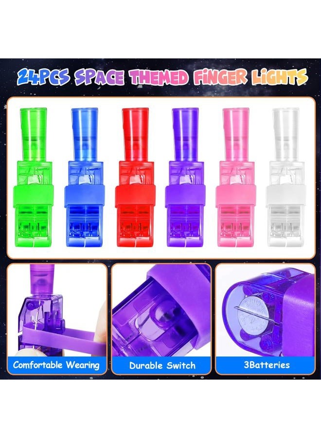 iRugosa hapfyer 24PCS Space Party Favors LED Finger Lights , Glow in the Dark Light Up Toys Gifts Bulk for Kids Boys Girls Birthday Goodie Bags Stuffers Party Decorations Back to School Supplies Classroom Prizes - Image 4