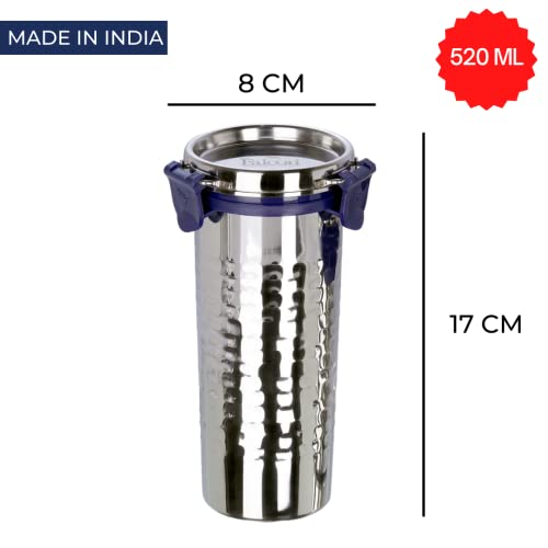 PDDFALCON EcoNxt Stainless Steel Tumbler/Glass Set with All-Steel Lid, Extra Clamp,Zero Plastic Contact,100% Leakproof BIS Certified,Jindal Seal & Made in India Ideal for Office, Gym, Travel(520ml H) - Image 2