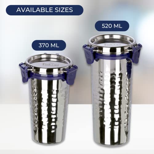 PDDFALCON EcoNxt Stainless Steel Tumbler/Glass Set with All-Steel Lid, Extra Clamp,Zero Plastic Contact,100% Leakproof BIS Certified,Jindal Seal & Made in India Ideal for Office, Gym, Travel(520ml H) - Image 5