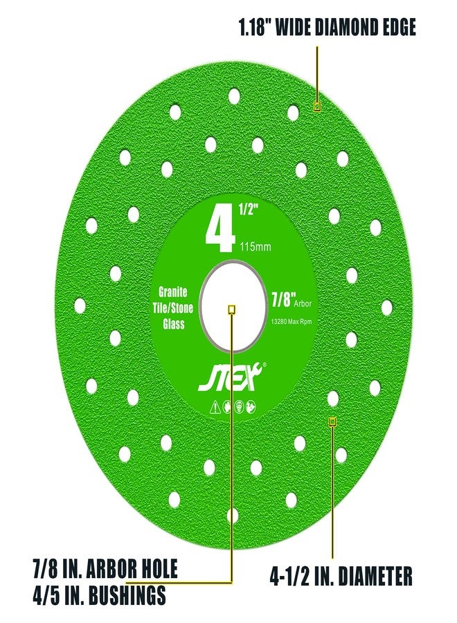 JTEX 4-1/2" Rock Slab Grinding Disc for Angle Grinder, 7/8" Arbor, Ultra-Thin Versatile for Rock, Tile, Marble, Granite, Porcelain, Masonry, Glass (3-Pack) - Image 2