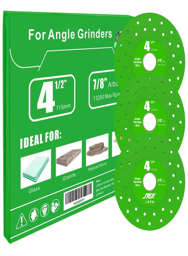 JTEX 4-1/2" Rock Slab Grinding Disc for Angle Grinder, 7/8" Arbor, Ultra-Thin Versatile for Rock, Tile, Marble, Granite, Porcelain, Masonry, Glass (3-Pack) - Image 5