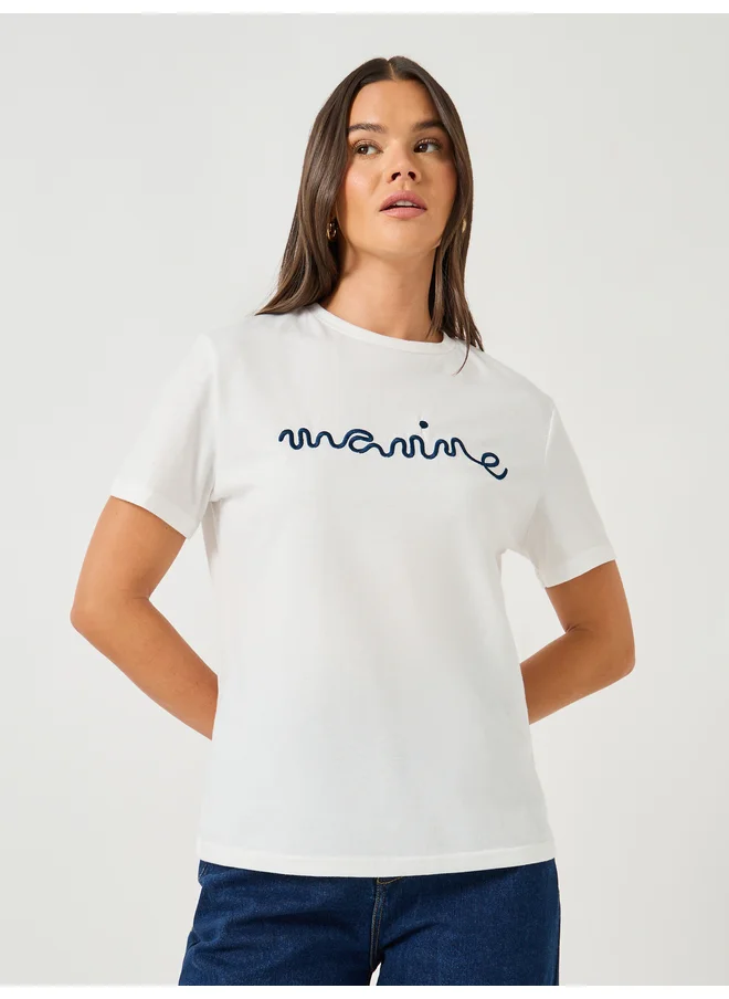 Styli Styli 3D Embroidered Short Sleeve Regular Fit T-Shirt