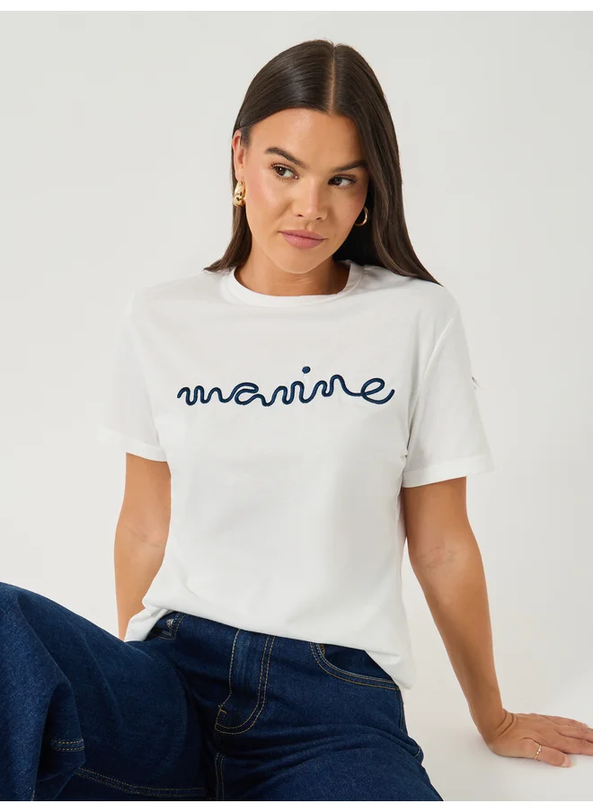 Styli Styli 3D Embroidered Short Sleeve Regular Fit T-Shirt