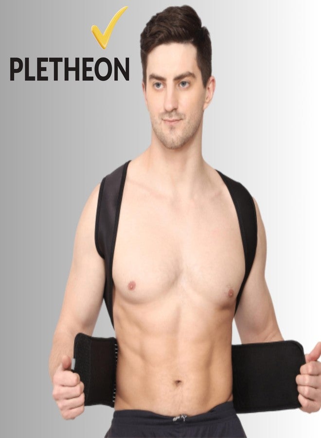 PLETHEON حزام PLETHEON لتصحيح وضعية الجسم للرجال والنساء | دعامة قابلة للتعديل للكتف وأعلى الظهر | محاذاة العمود الفقري | يناسب محيط بطن من 30 إلى 44 بوصة - Image 3