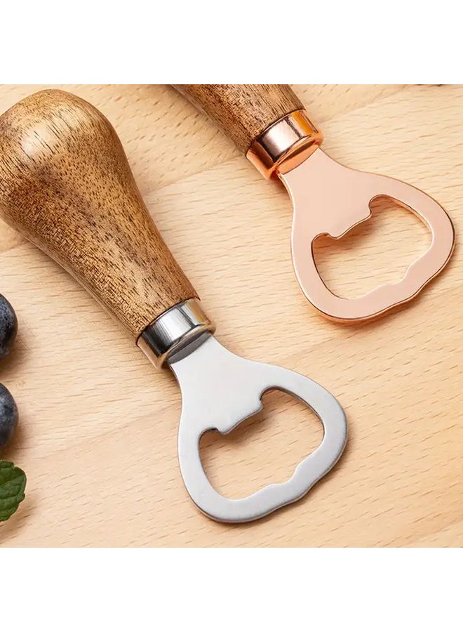 فتاحة زجاجات البيرة الذهبية الوردية مفك فلين عمودي أنيق من خشب الأكاسيا المتين ضرورة منزلية للحانات - Image 2