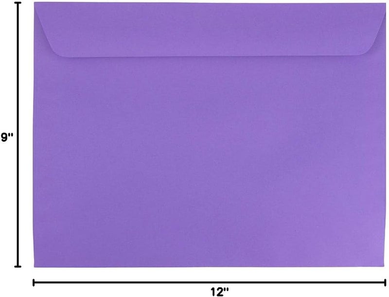 JAM Paper 9 x 12 Booklet Colored Envelopes - Violet Purple Recycled - 50/Pack - Image 3
