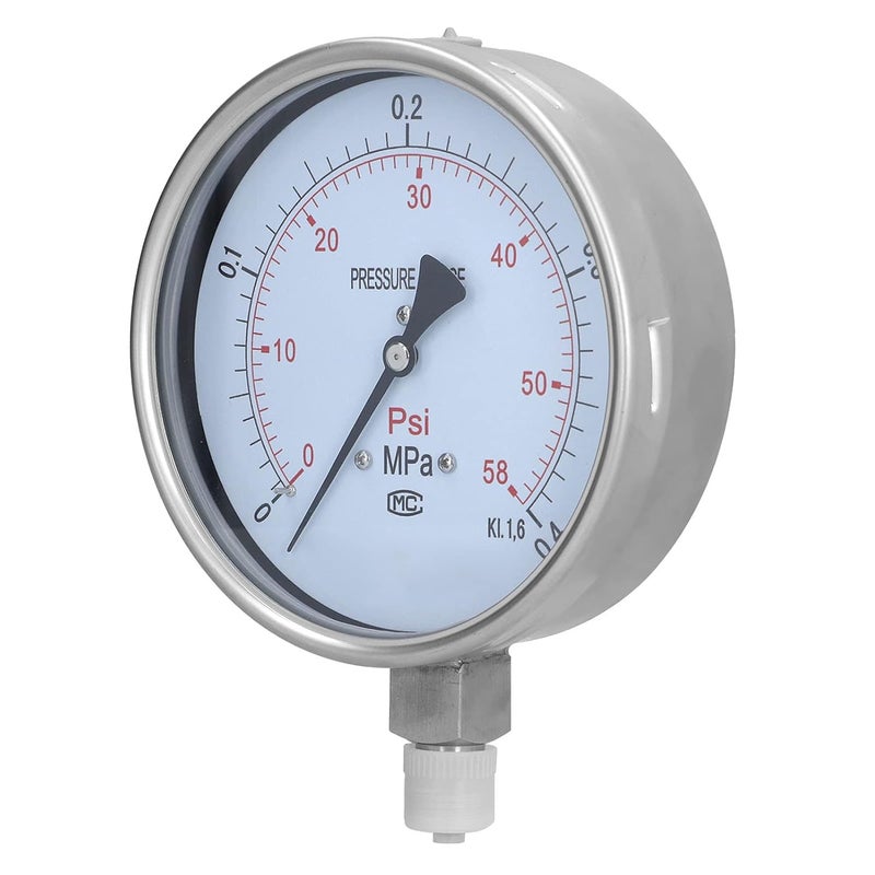 Pressure Gauge, Y-150BF Dial Manometer Pressure Meter 0-0.4MPa Stainless Steel Vacuum Gauge for Industrial Pipe Systems and Equipment Pressure Monitoring - Image 2
