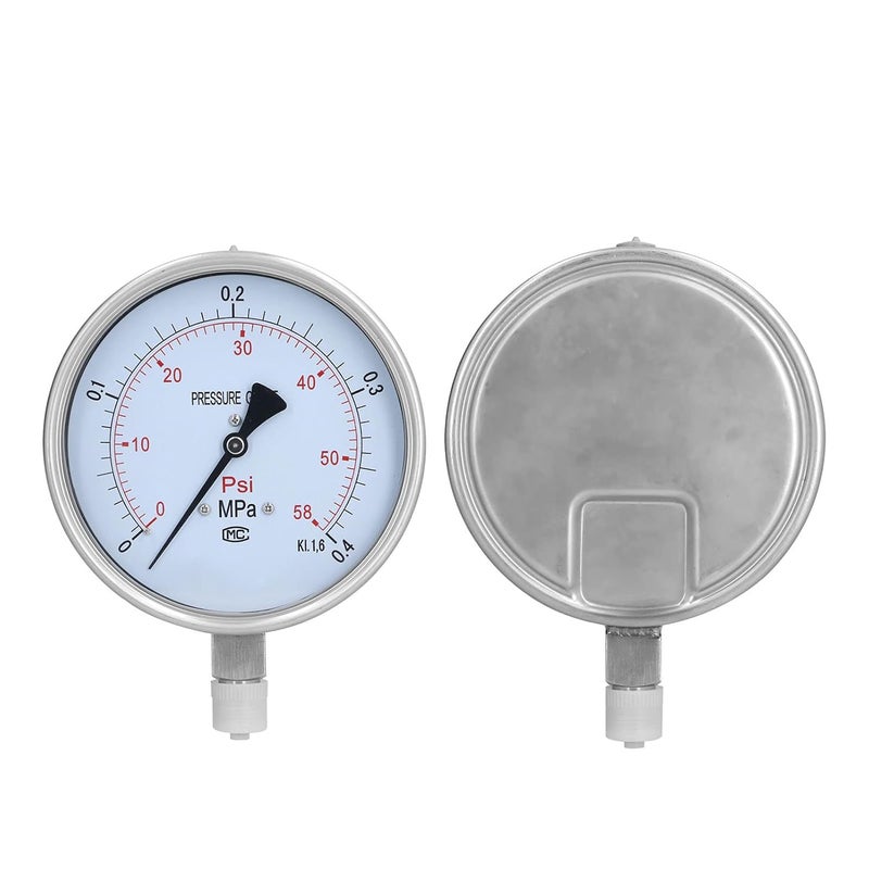 Pressure Gauge, Y-150BF Dial Manometer Pressure Meter 0-0.4MPa Stainless Steel Vacuum Gauge for Industrial Pipe Systems and Equipment Pressure Monitoring - Image 5