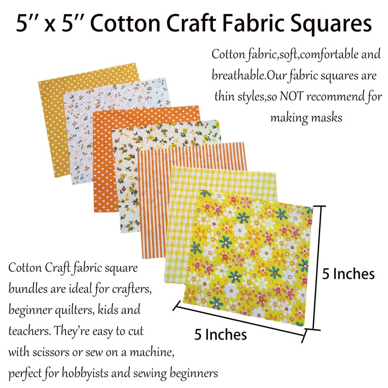 Litboom Quilting Fabric Squares, 42 Pack Cotton Craft Bundle, 5x5 Inch Pre-Cut Multicolor Floral Patterns for DIY Sewing, Patchwork and Crafting Projects - Image 2