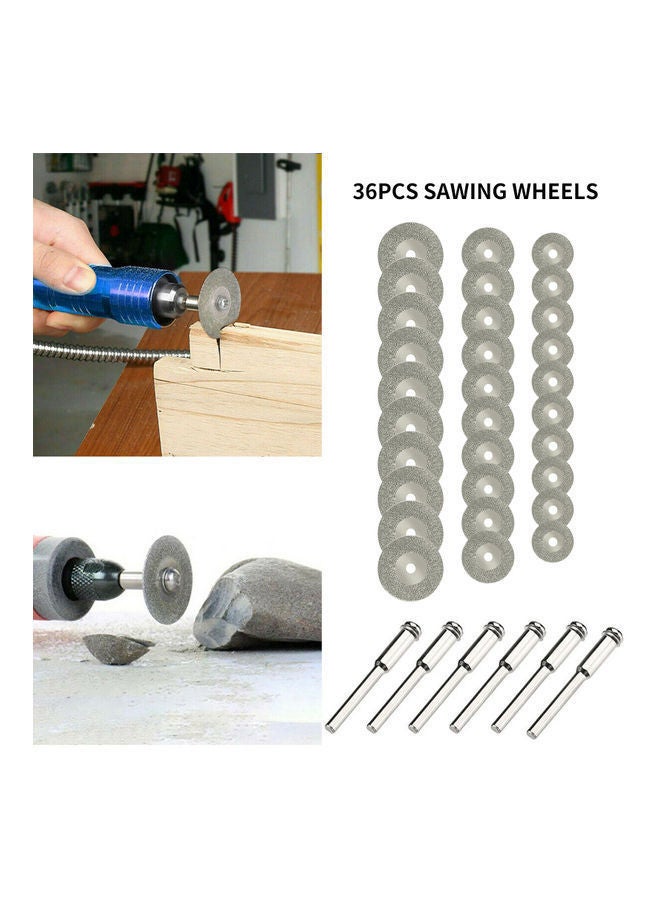 NIBEMINENT 36-Piece Diamond Cutting Wheels and Connection Shanks Set Silver  - Image 5