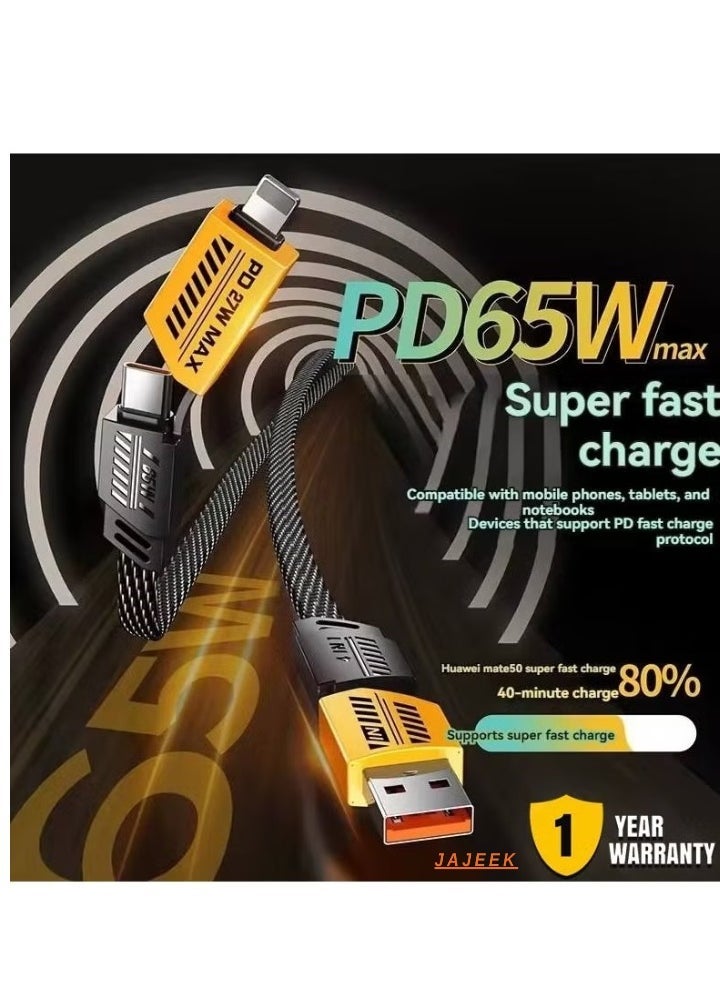 JAJEEK 4 in 1 Multi Charging Cable, 120CM [65W] Fast Charging for iPhone 16/15/14/13 Pro Max, Airpods, iWatch, iPad, MacBook, Samsung S24/S23/S22 & Google, 2M Length - Image 1