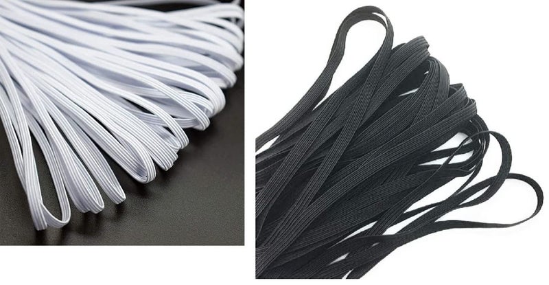 Hesch 9 Elastic for Mask Making 6 MM White Black Combo Mask Elastic Makes 150 Masks Mask Elastic White Black Combo Mask Elastic Roll