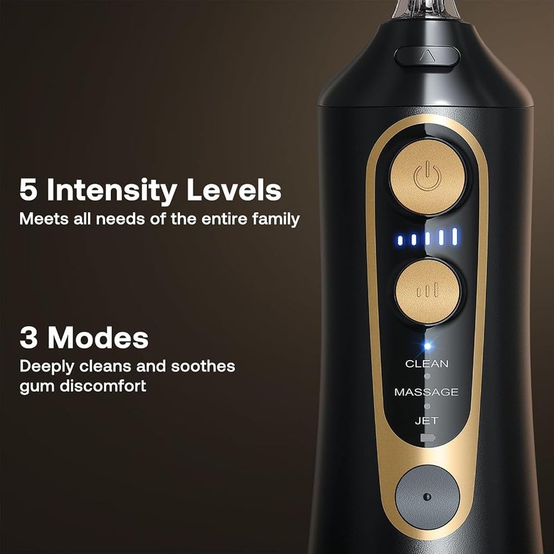 Bitvae C6 Water Dental Flosser for Teeth, Cordless Flosser for Travel with 6 Jet Tips, 3 Modes 5 intensities, IPX7 Waterproof Portable & Rechargeable Oral Irrigator Cleaner, Black - Image 4