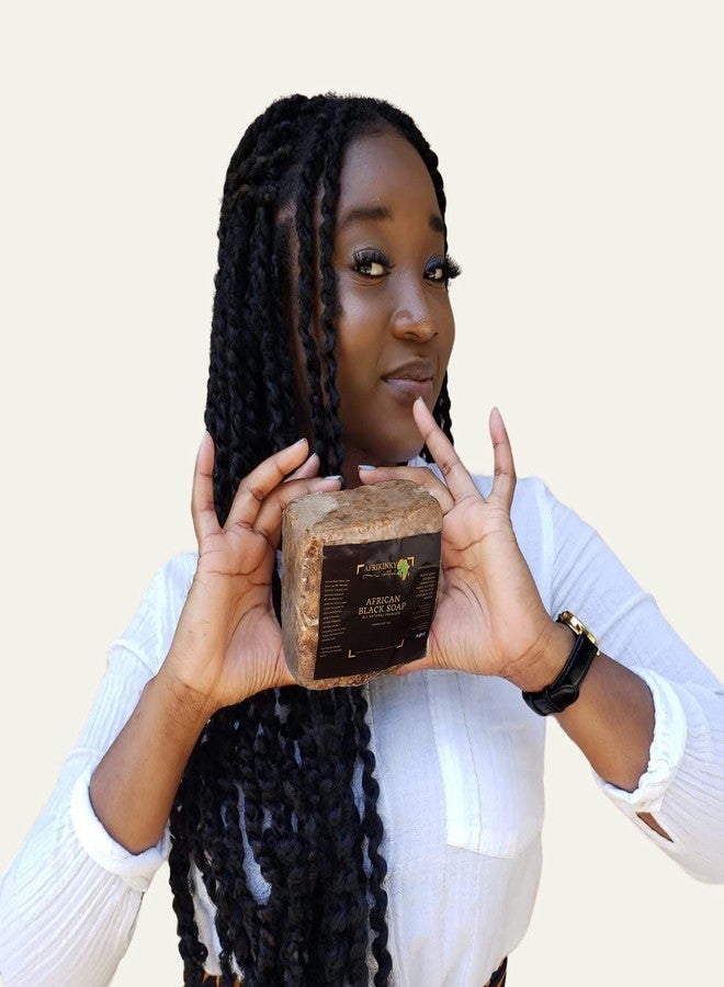 Afrikinky Premium Quality Authentic African Black Soap - Bulk 1lb Raw Organic Soap for Acne, Dry Skin, Rashes, Burns, Scar Removal, Face & Body Wash, 100% Natural Beauty Bar From Ghana Fair Trade - Image 2