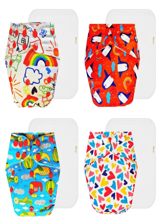 Dumbledo Premium Cloth Diaper with Cotton Insert (Pack of 4) | Soft & Gentle | Leakproof | Easy to Clean | Designed by Moms | 3 Months - 3 Years | Unisex Baby - Image 1