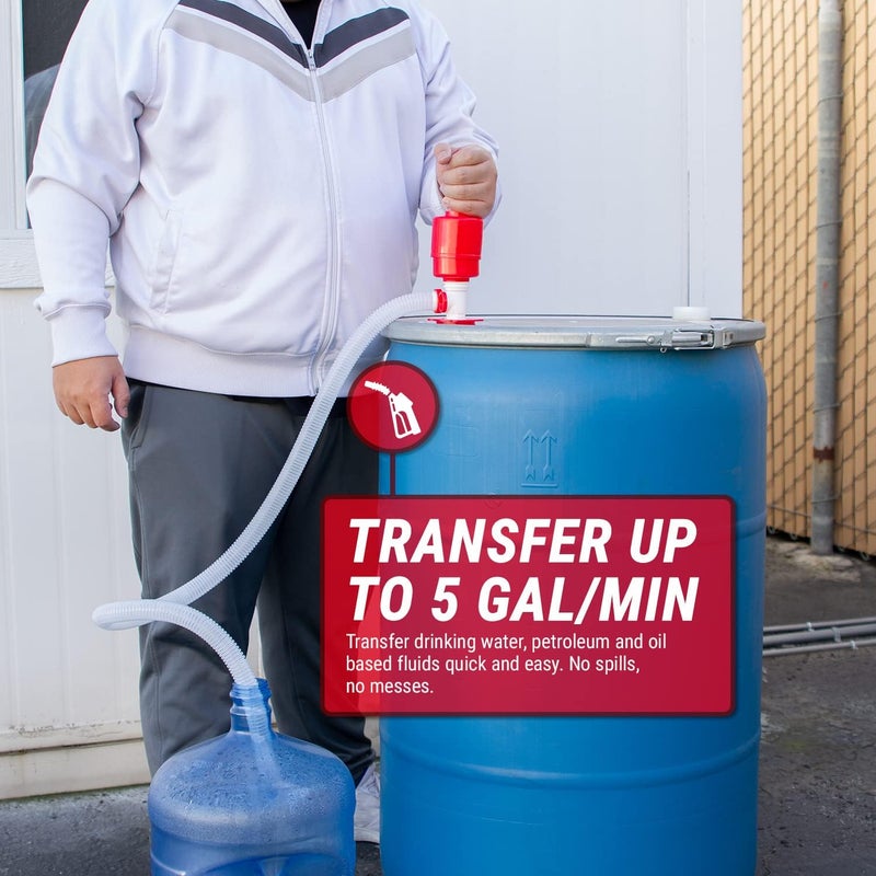 TERA PUMP Large Industrial Barrel Siphon 55-Gallon Drum Pump (BPA-Free) for Drinking Water, Gas, Diesel (5 GPM) - Image 1