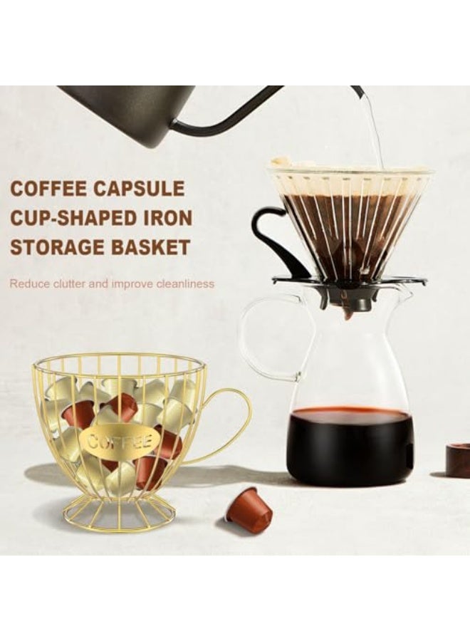 Nadrab 1PCS Coffee Pod Holder for Counter, Large Capacity Black Wire Coffee Pod Storage, Large Capacity Cup Holder, Modern Coffee Basket Decor for Kitchen Countertop Espresso Capsules - Image 2