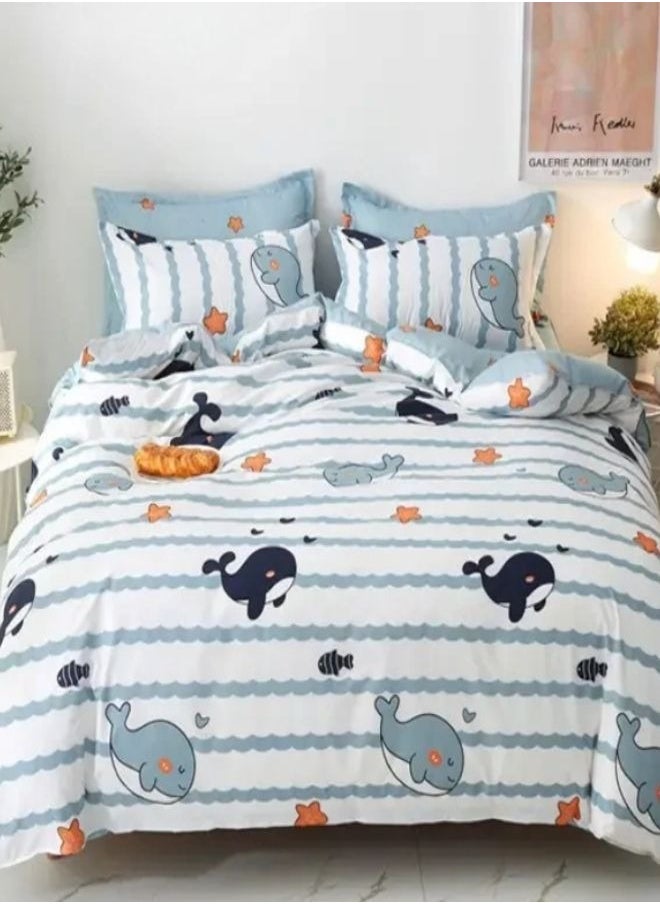 LUNA Home - Single size 4 pcs duvet cover set. Reversible style bedding set without filler. - Image 1