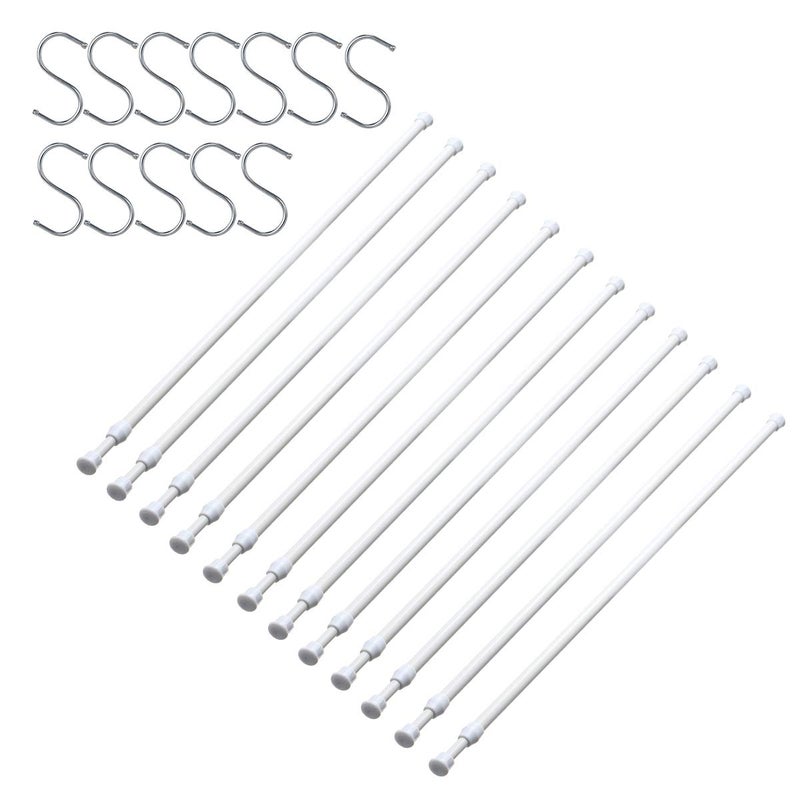 12 Pack Tension Rods for Windows 28 to 48 Inch Spring Tension Rod Adjustable Metal No Drill Curtain Rod for Windows Shower Door Kitchen White 12 Pack