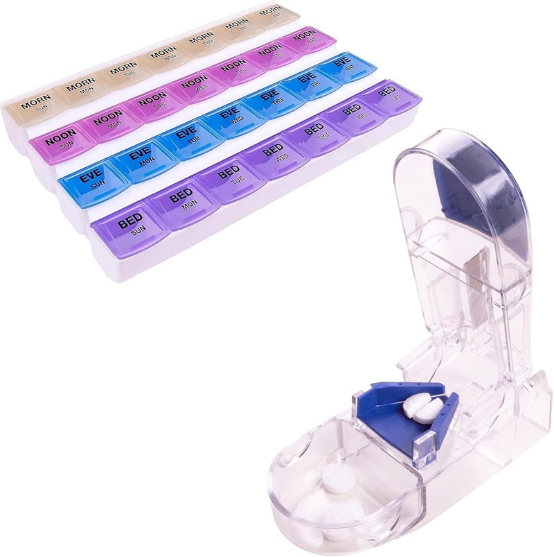 APEX Pill Organizer with Ultra Pill Cutter for Adults